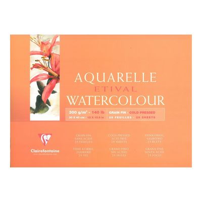Clairefontaine Etival - Bloc de papier aquarelle - 25 feuilles 30 x 40 cm - 300 g/m²