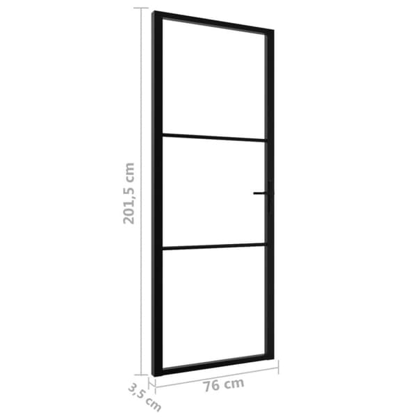 vidaXL Innerdør ESG-glass og aluminium 76x201,5 cm svart