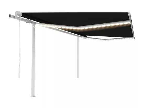 Auvent automatique avec capteur de vent et LED 4x3 m Anthracite