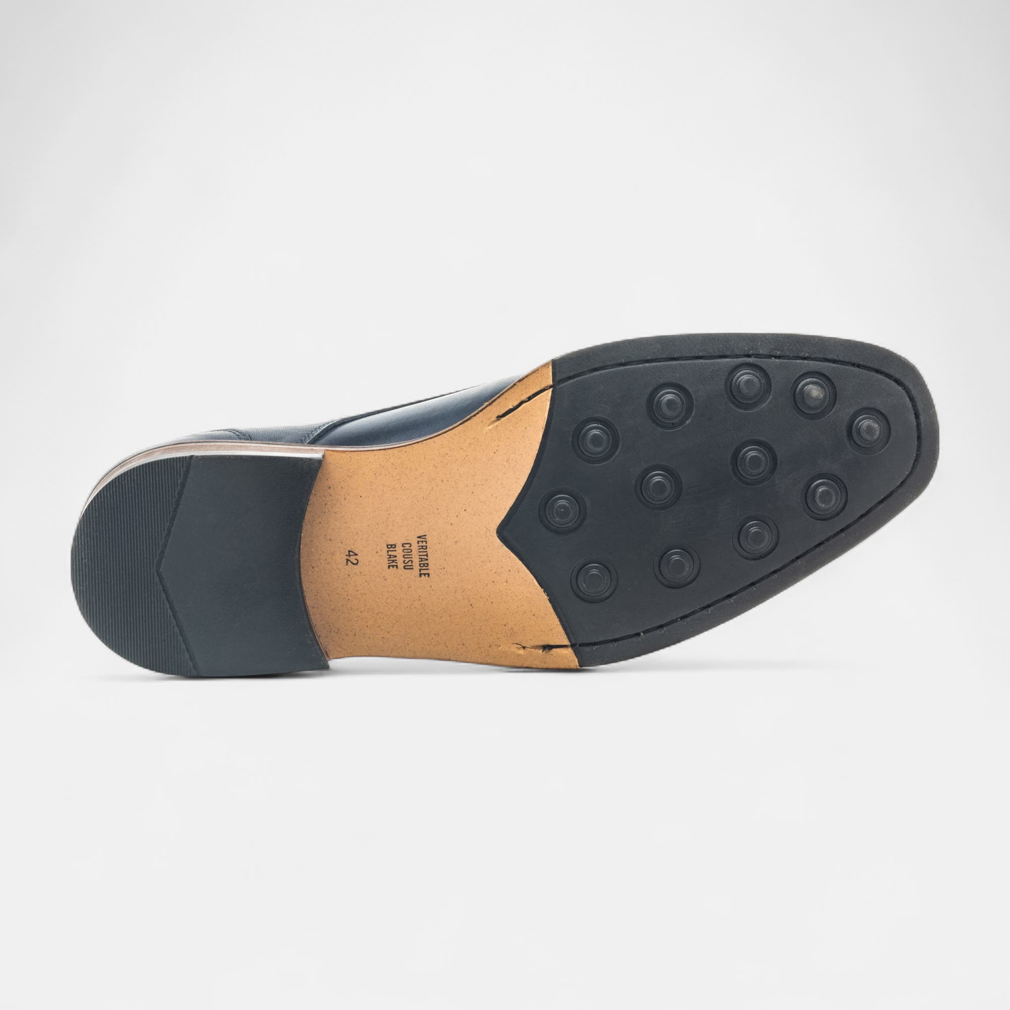 Chaussures habillées cousues Homme en cuir bleu marine