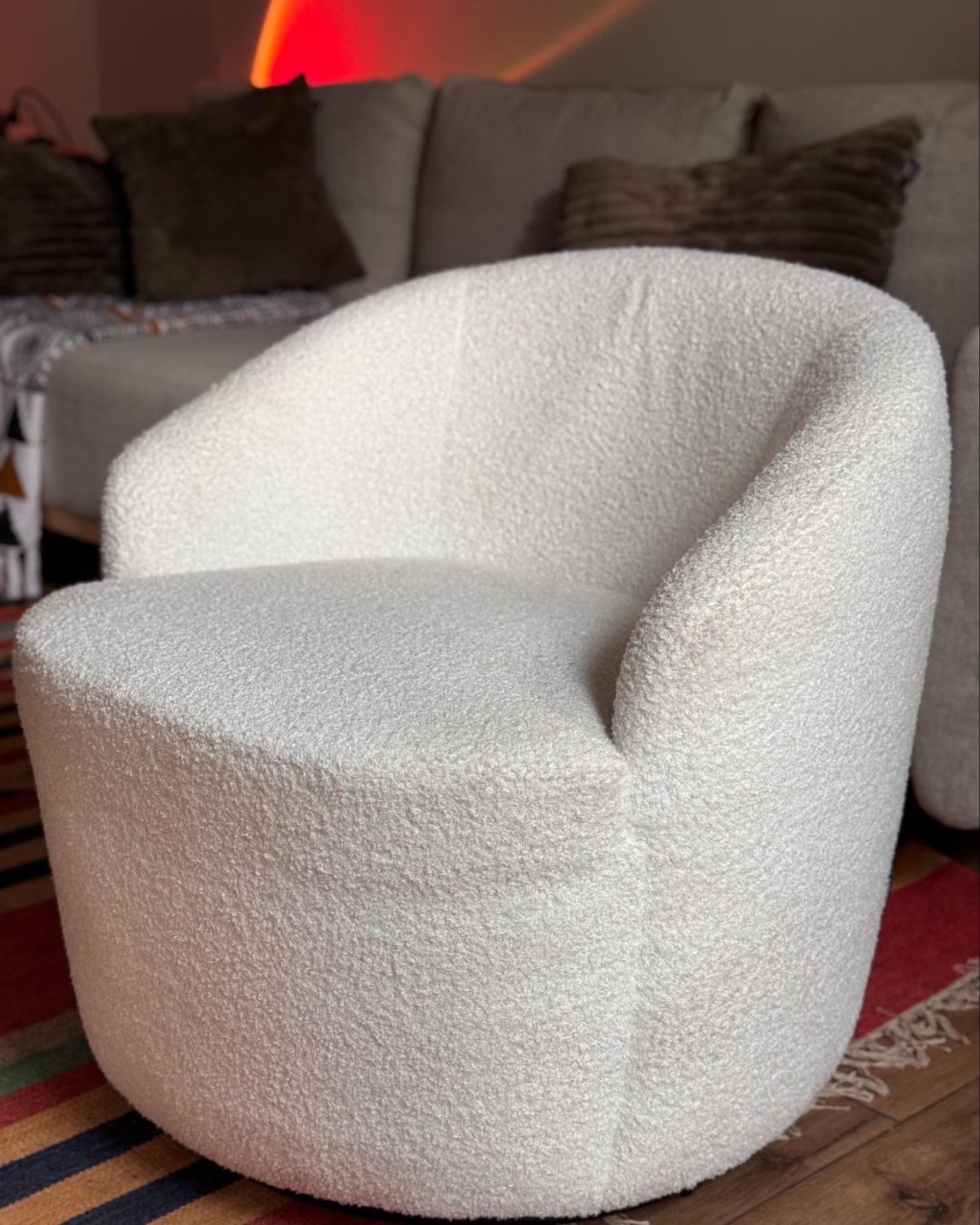 Draaifauteuil DAVIK Bouclé Gebroken wit