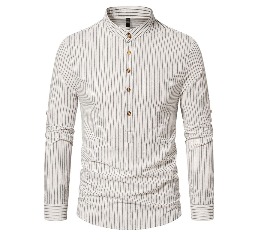 YIKES - Henley gestreept overhemd met lange mouwen