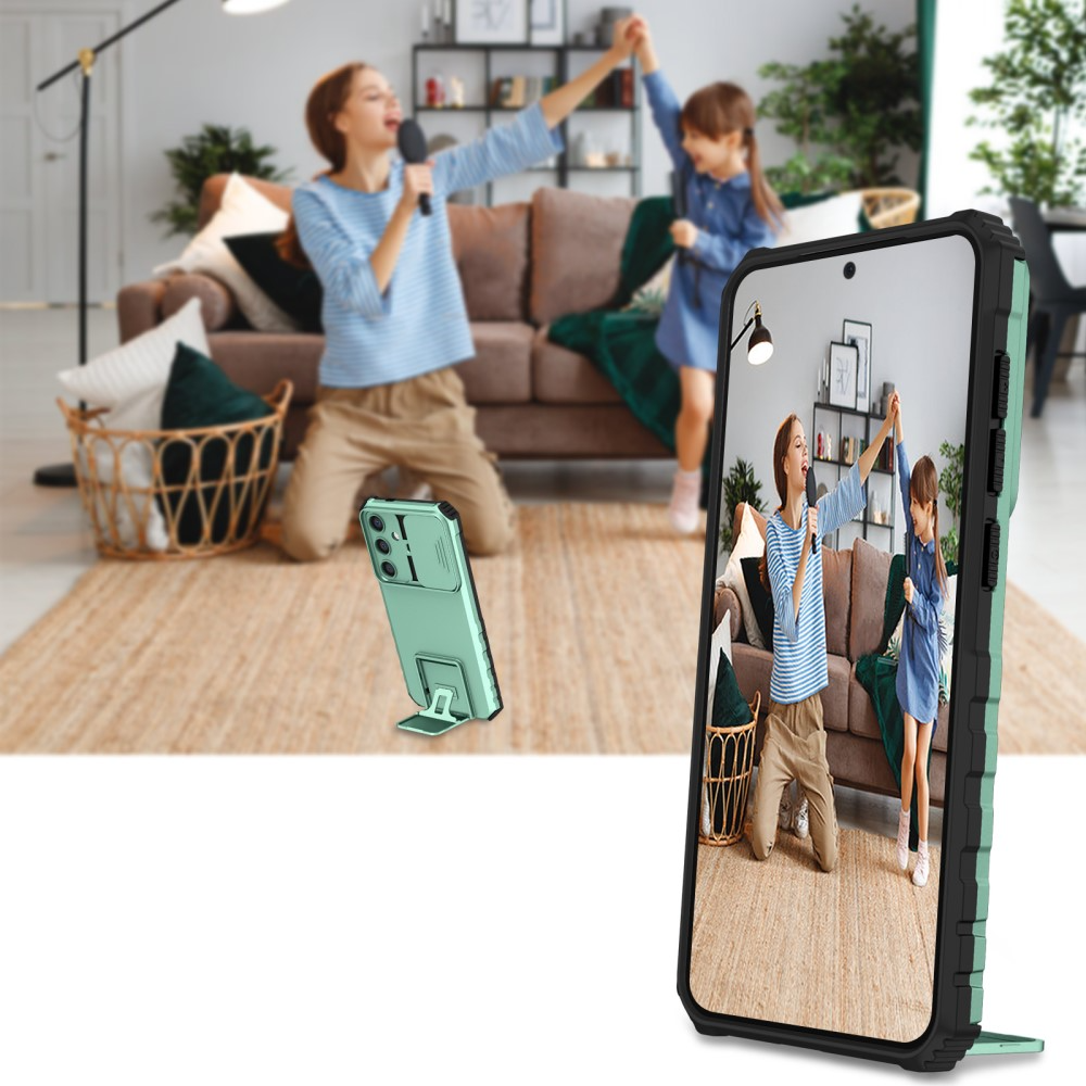 Samsung Galaxy S24 Hybrid Outdoor Hardcase Hülle mit Cam-Slider   Kickstand - Türkis (Matt)