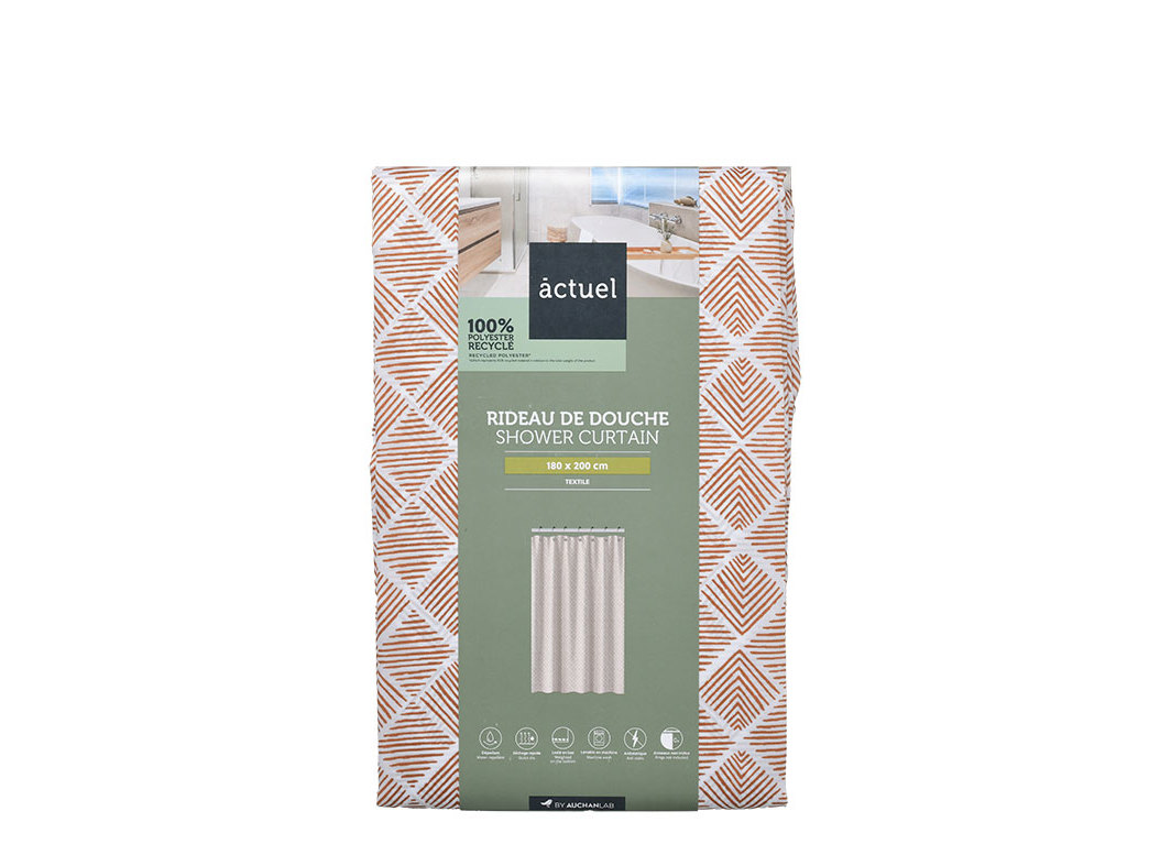 CORTINA DUCHE POLIESTER RECICLADO ACTUEL ESTAMPADA 180X200CM