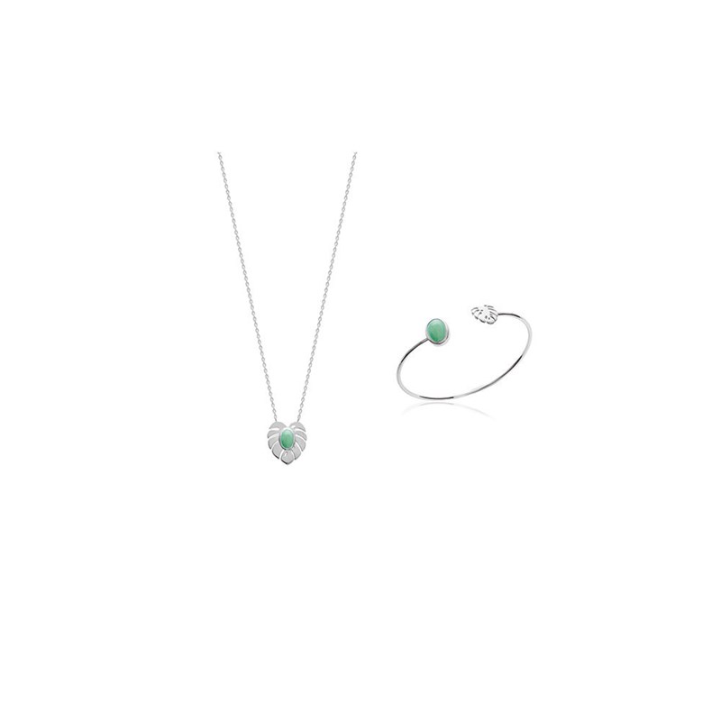 Collier Femme - Argent 925 - Aventurine - Longueur : 45 cm