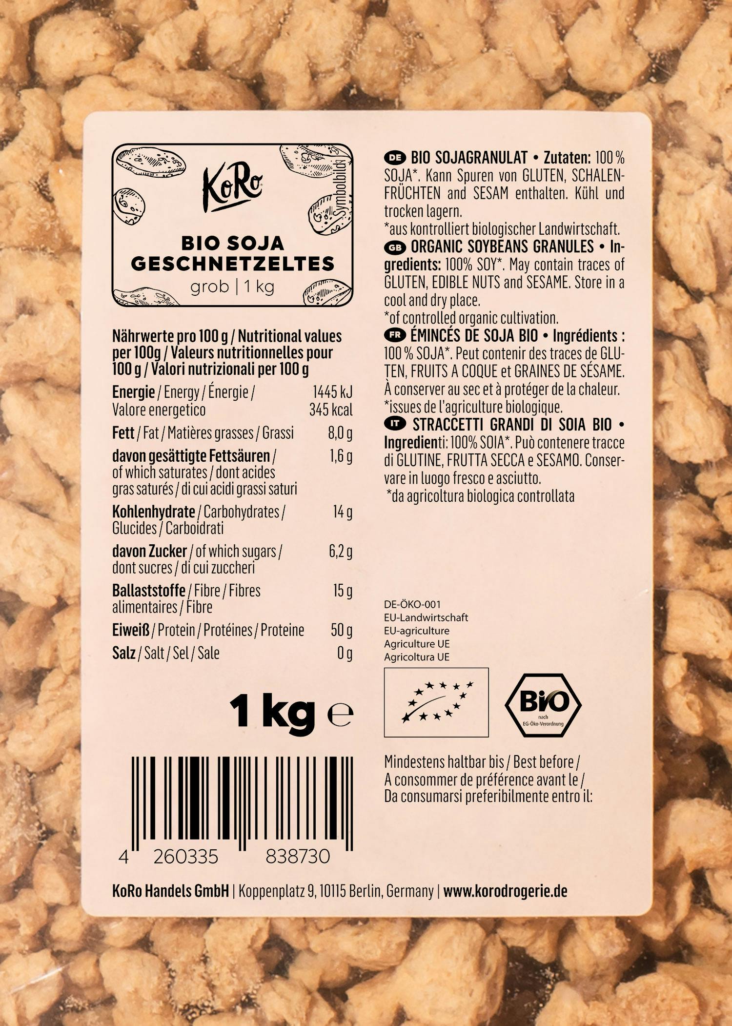 Grobes Bio Soja Geschnetzeltes 1 kg