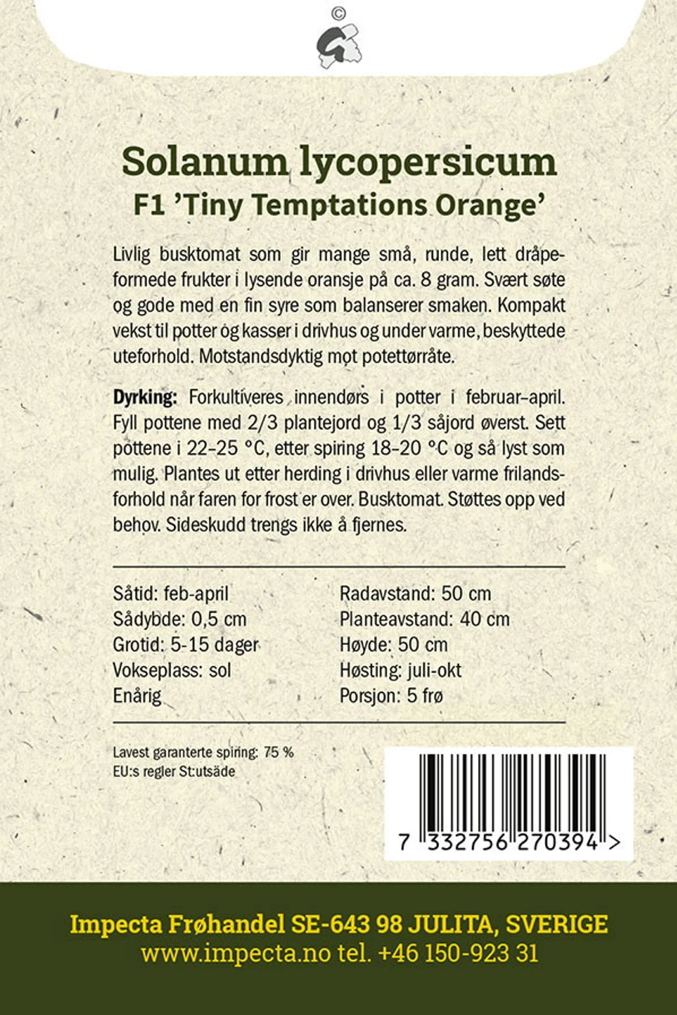 Solanum lycopersicum F1 'Tiny Temptations Orange' Cherrytomat F1 'Tiny Temptations Orange'
