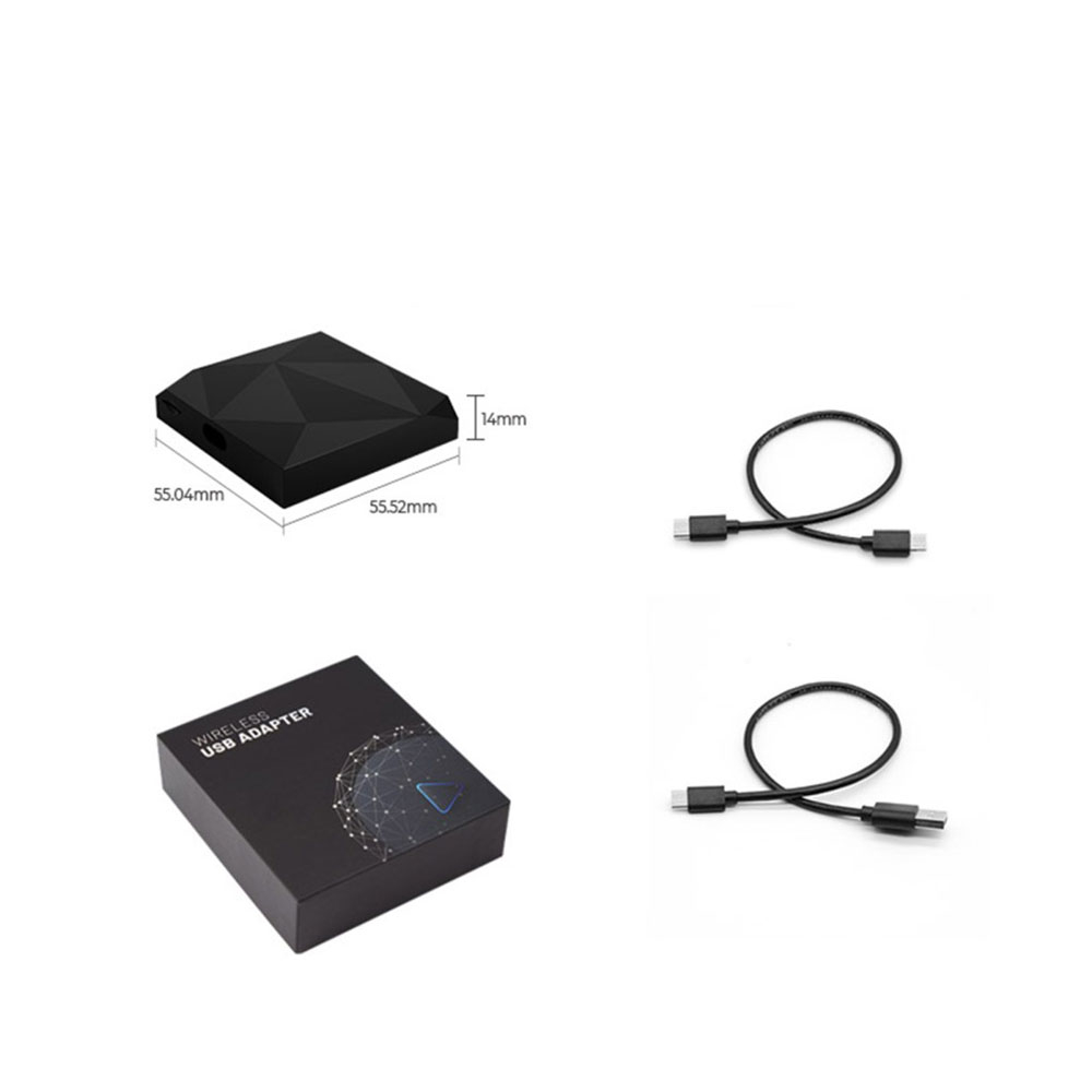 Bluetooth Apple Carplay Auto KFZ Adapter mit USB A und USB-C Verbindungskabel für Apple iOS Smartphones (Siri) - Schwarz