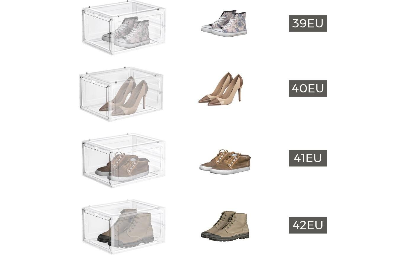Schuhschrank Transparent/Weiss, 6 StückSchuhboxen aus Kunststoff