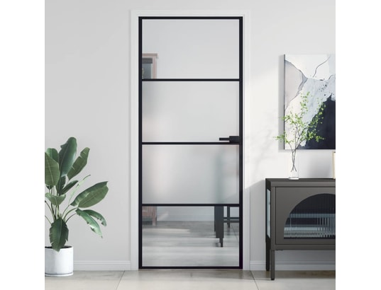 VIDAXL - Porte verre Porte intérieure mince noir 83x201,5 cm verre trempé alumini...