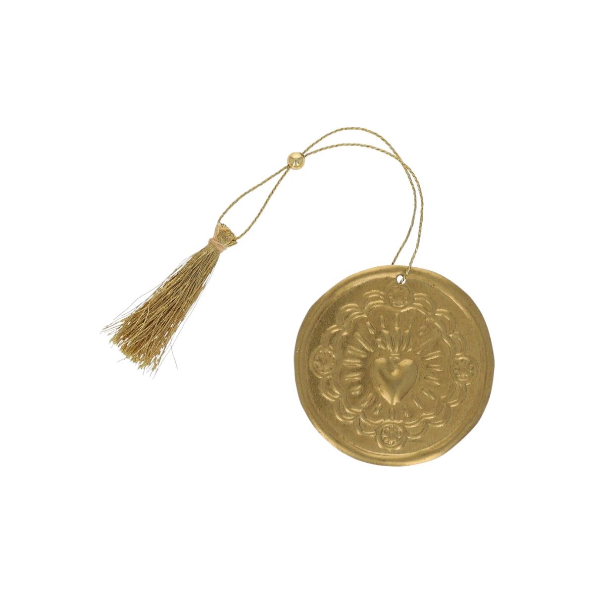 Médaille ronde cœur ex-voto doré Pondie Chérie