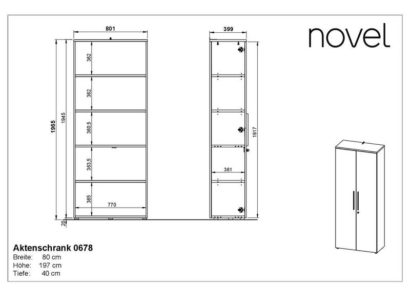 Novel Aktenschrank 5OH breit RENTON
