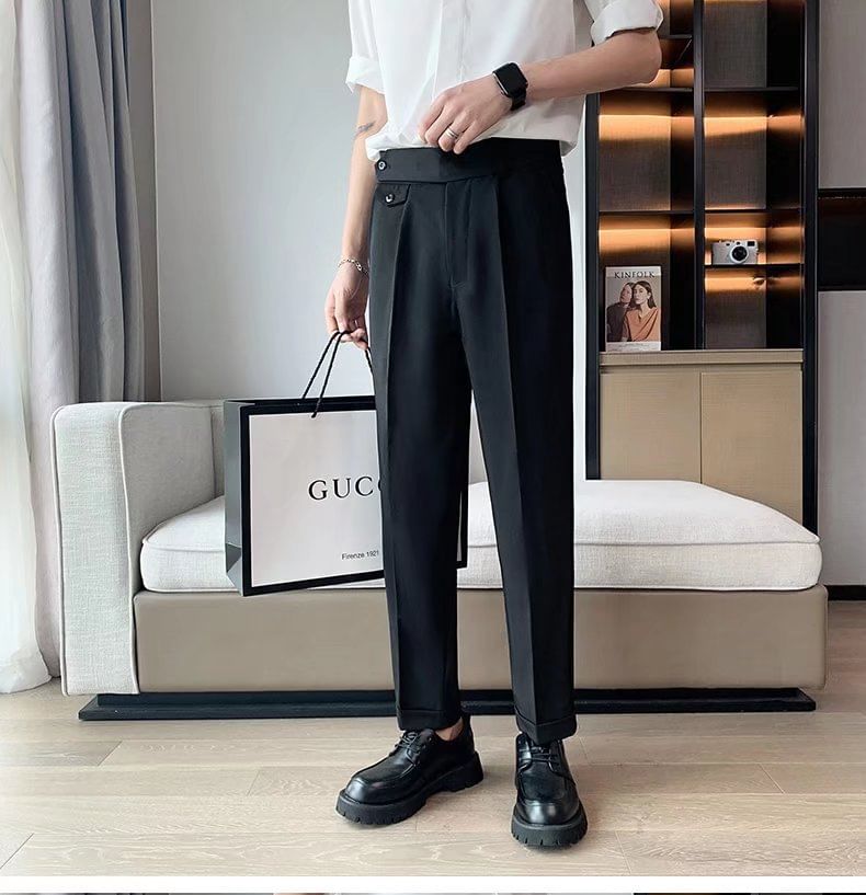 Cowpow - Mid Rise Plain Straight Leg Dress Pants