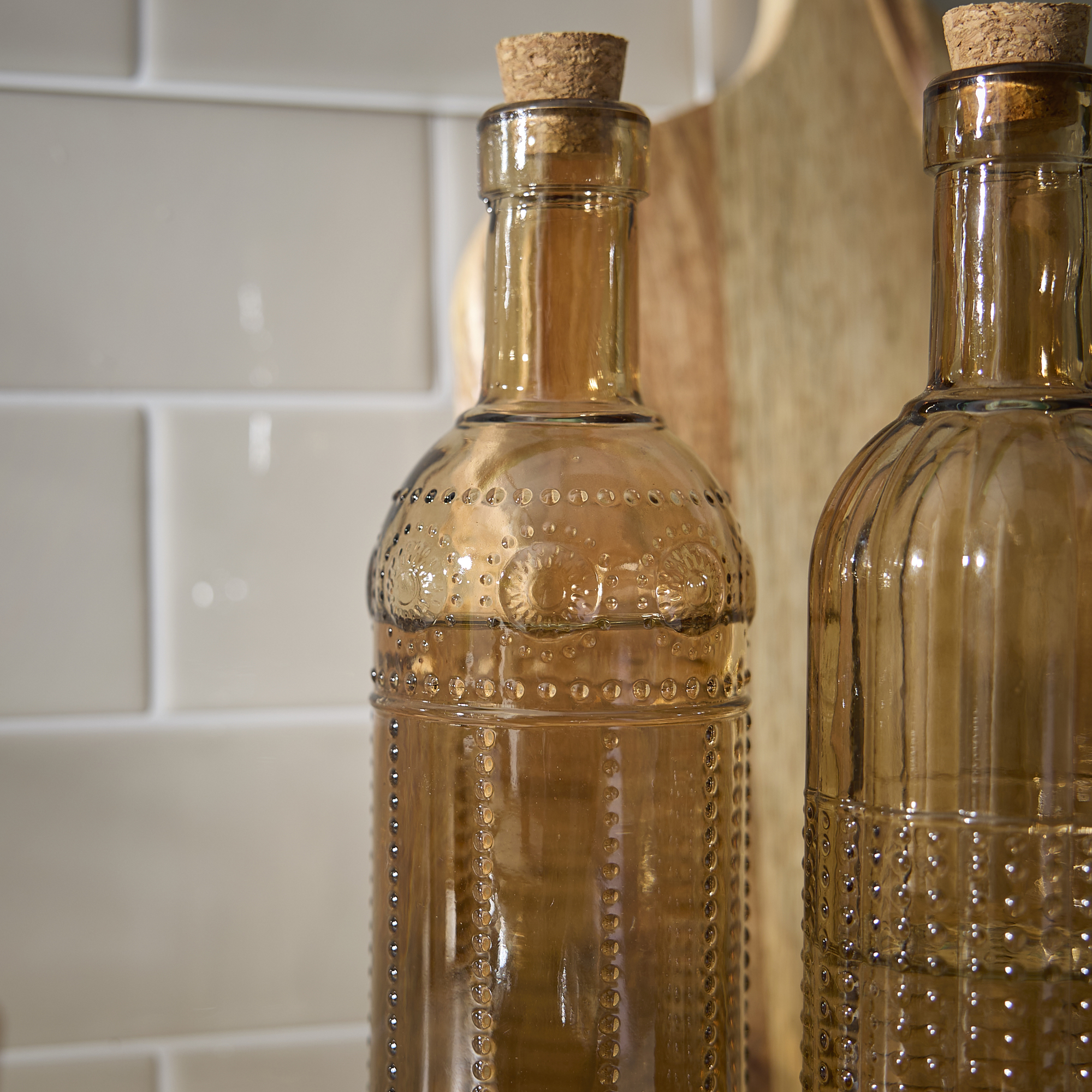 Vorratsflasche Korken, Relief/Rillen/Kreise/braun, 500 ml
