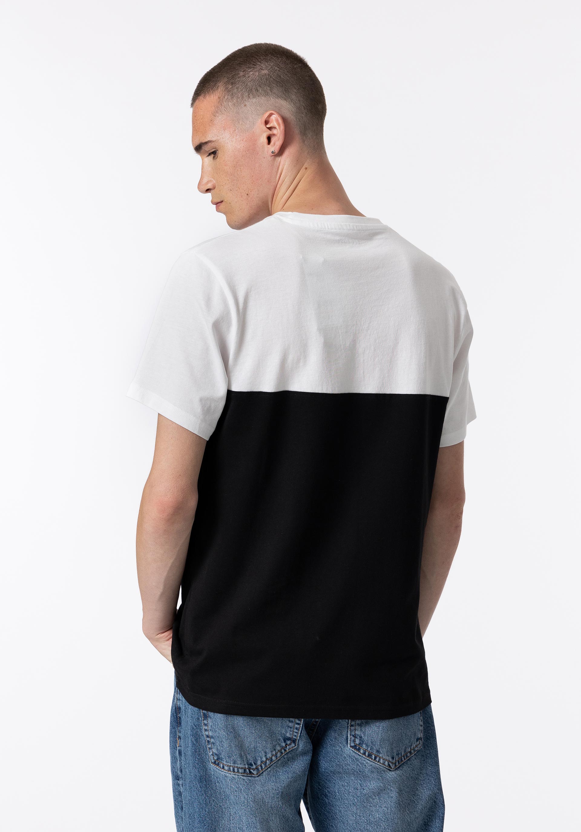 T-shirt Bicolor com Estampado Frontal