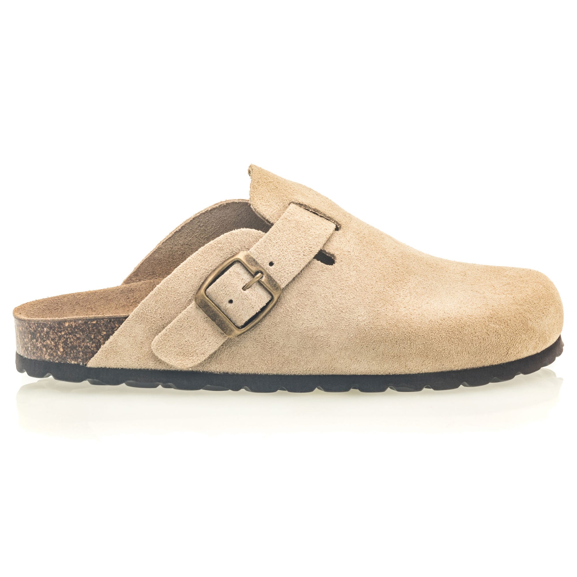 Mules semelle liège Garçon en cuir beige