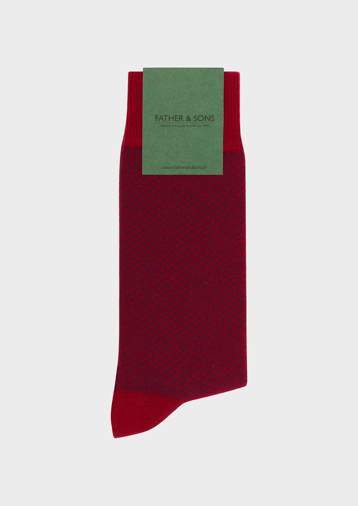 Chaussettes en coton bio mélangé rouge à carreaux bleu jeans