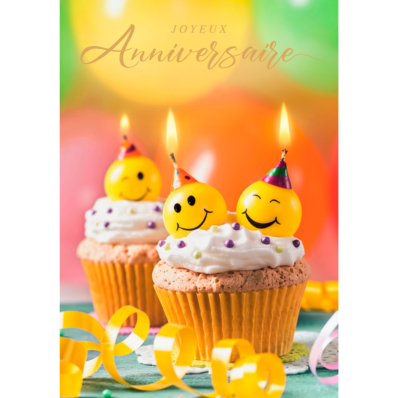 ABC Geburtstagskarte, 21 x 29.7 cm, Cupcake mit Kerze