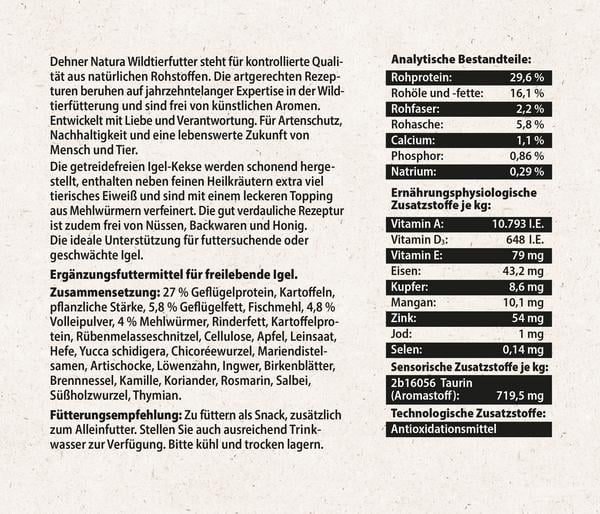 Dehner Natura Premium Igelfutter Igel-Kekse