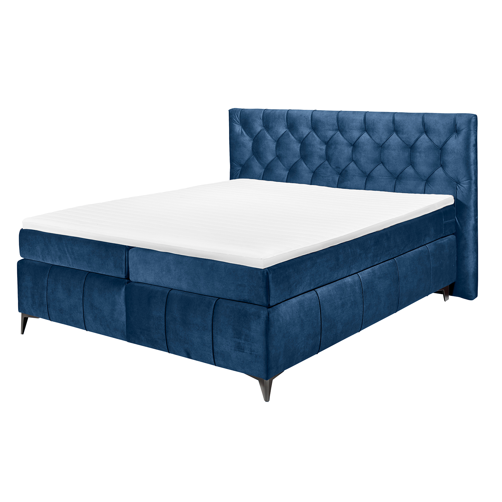 Boxspringbett - mondscheinblau - Tonnentaschenfederkern - H2 - 180x200 cm