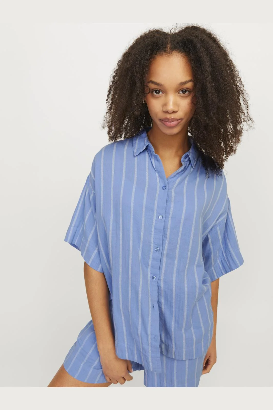 Jjxx Jxmia Ss Muslin Shirt 4483095 silver lake blue white