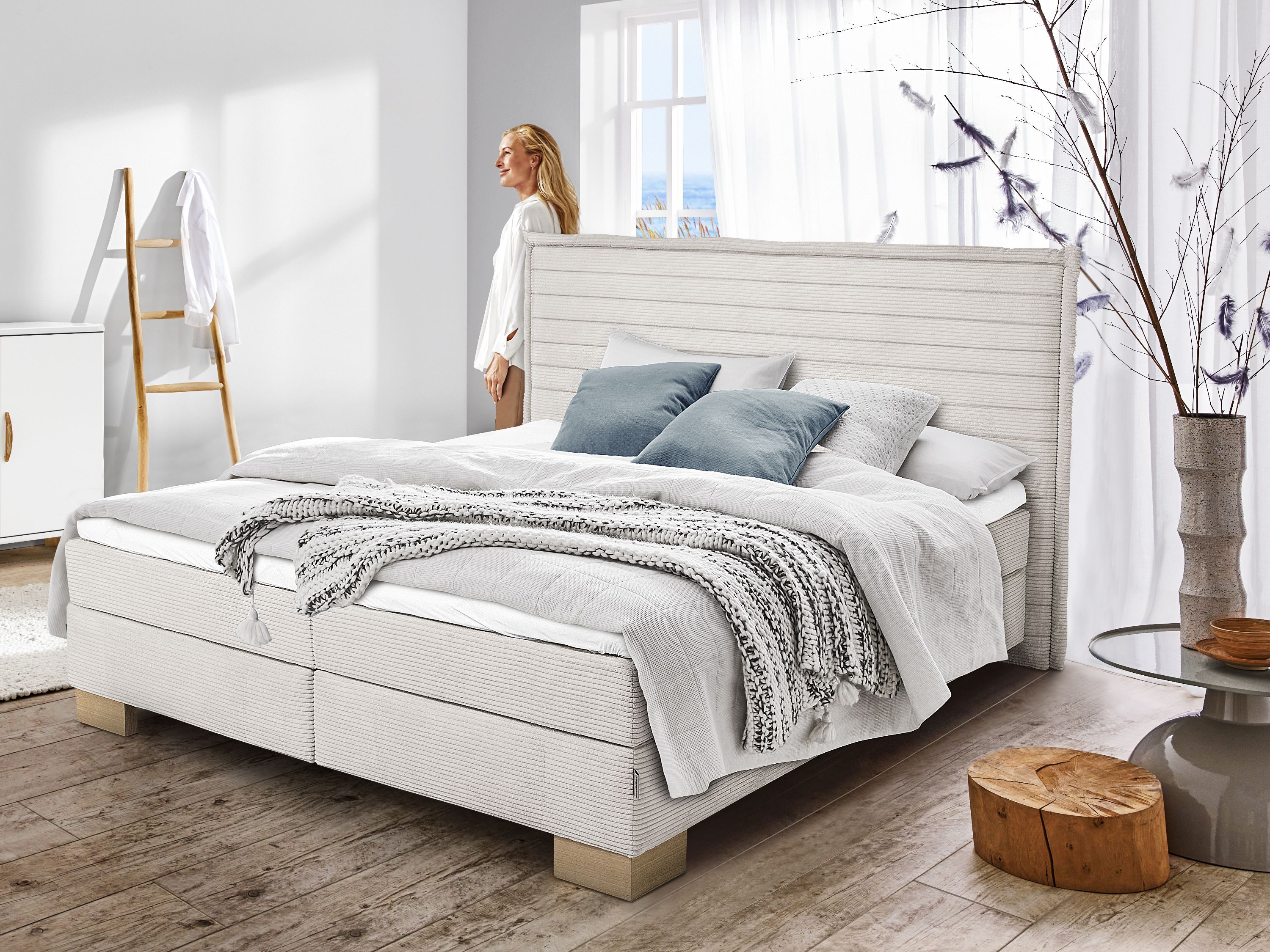 Boxspringbett SANSIBAR LANGEOOG 160X200 H2\/H2 IVORY