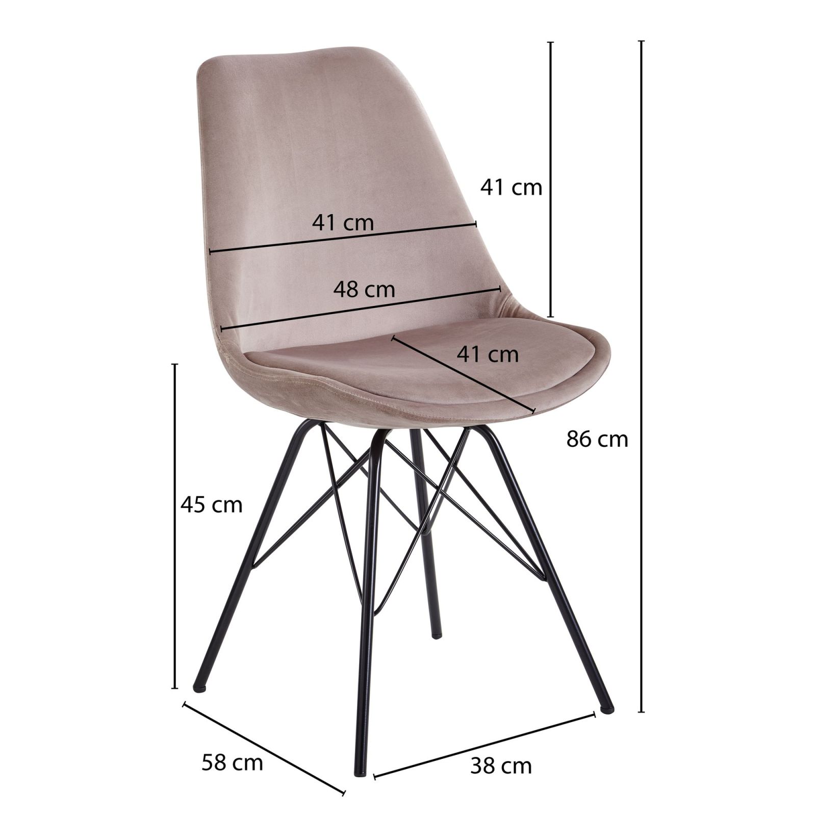 2er-Set Polsterstühle - rosa - Samt