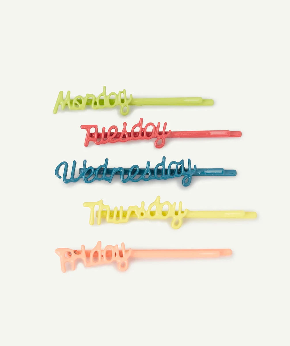 LOT DE 5 BARRETTES PLATES AVEC MESSAGE