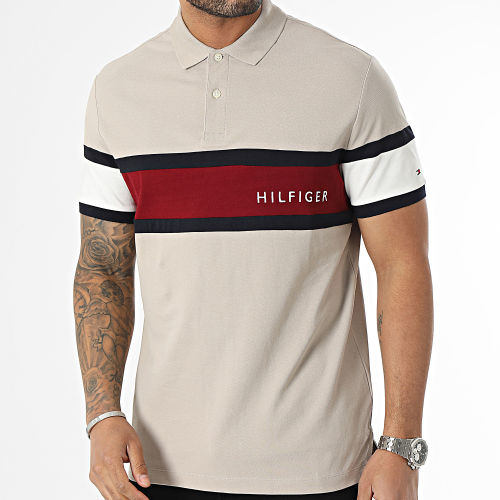 Polo Manches Courtes Colourblock Placement 0755 Beige