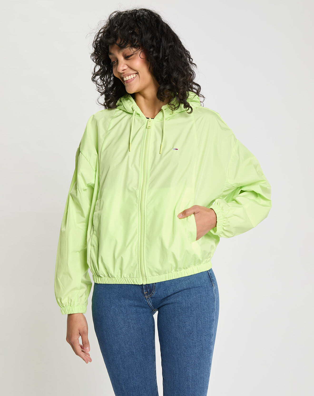 Tommy Jeans Coupe-vent yoke tape rib windbreaker vert anis