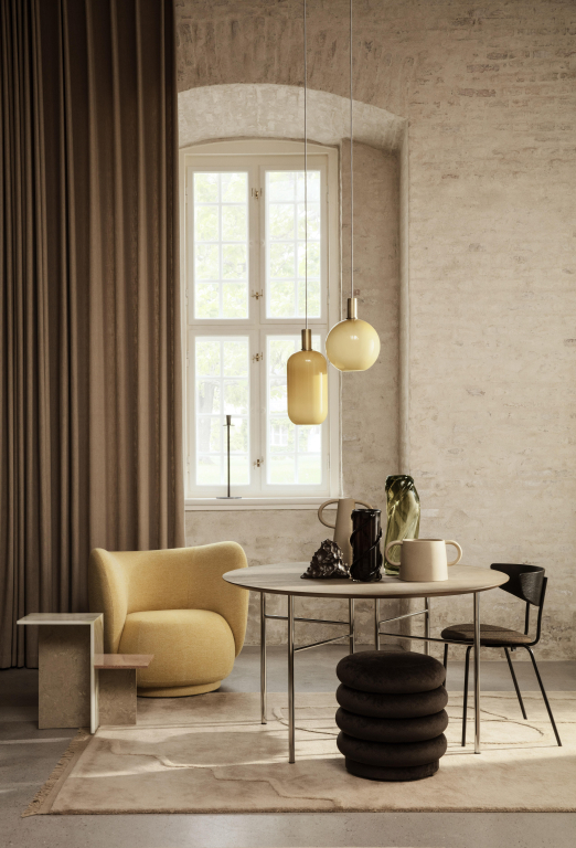 Ferm Living Herman gestoffeerde stoel donkerblauw
