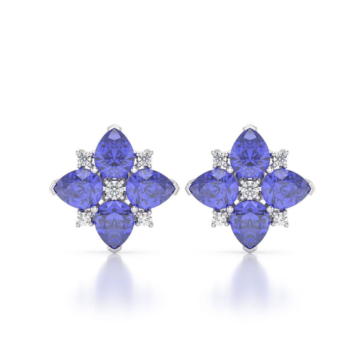 Boucles d'oreilles ADEN Tanzanite et Diamants sur Argent 925 2.100grs