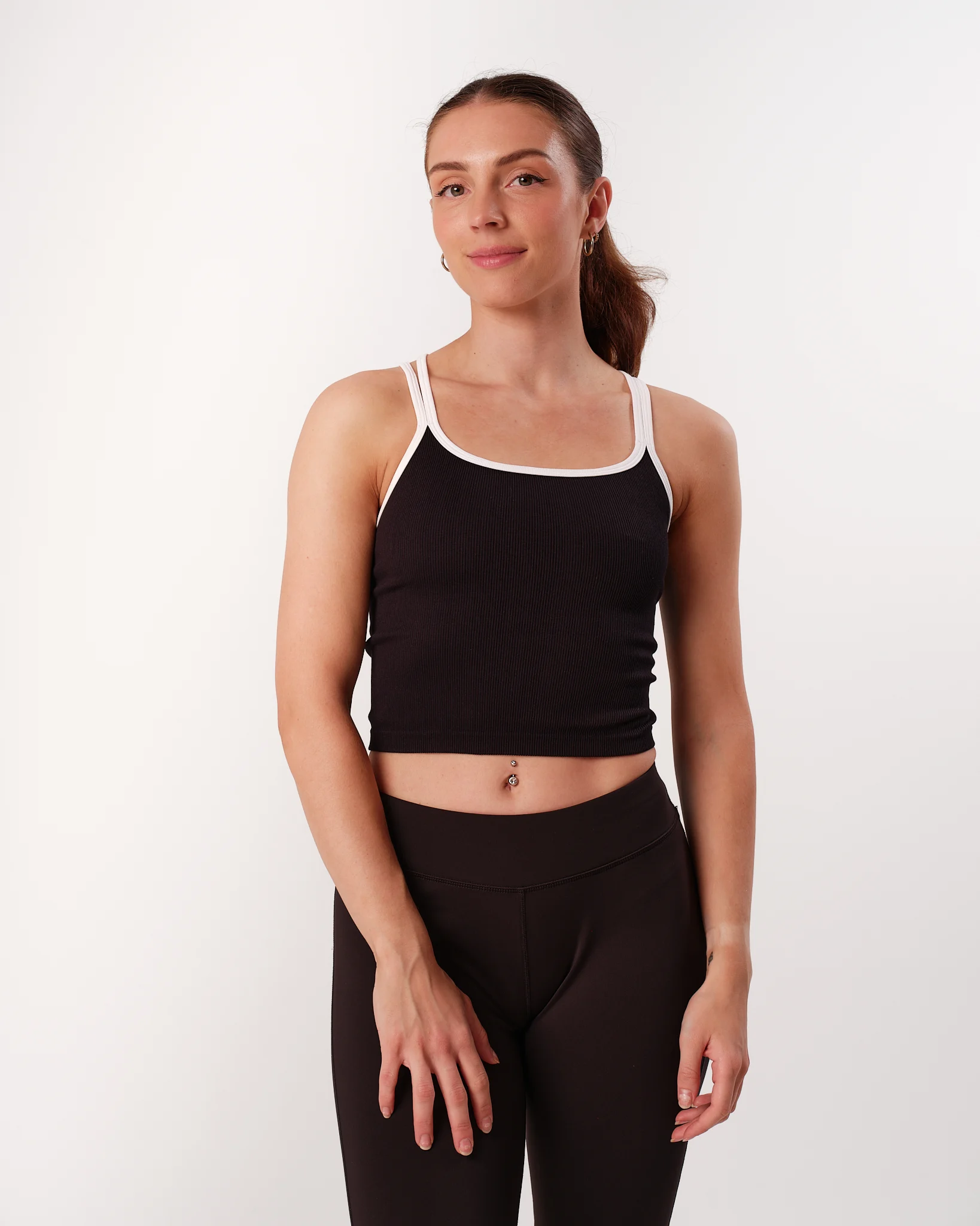 Bumpro SETT Hero Low Rise Flare Pants &amp; Perfect Rib Crop Top Black\White
