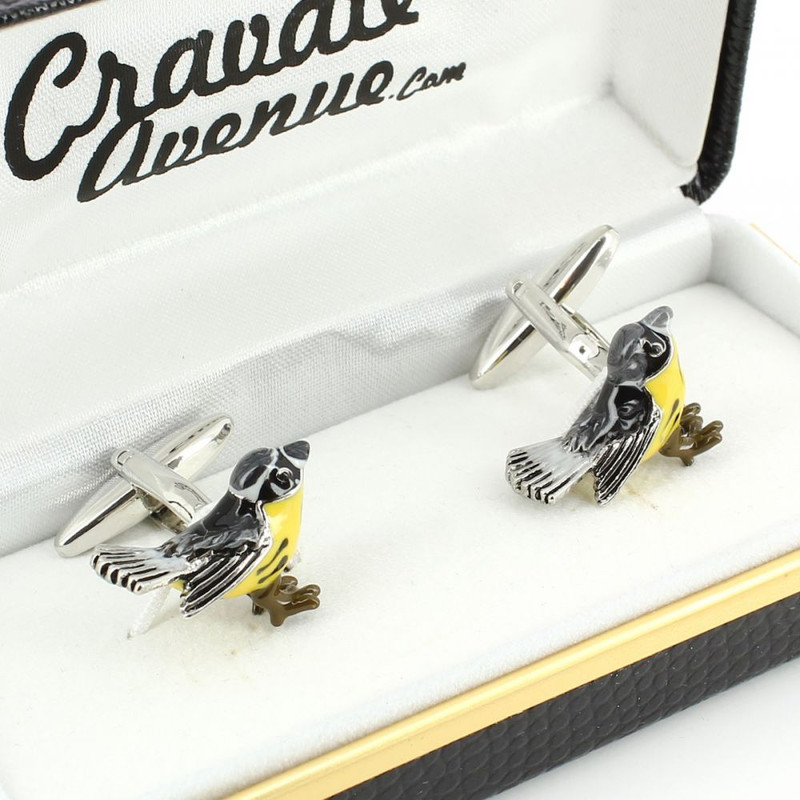 Boutons de manchette, oiseau jaune
