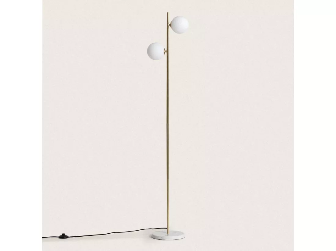Lampadaire Métal et Verre Lune Blanc