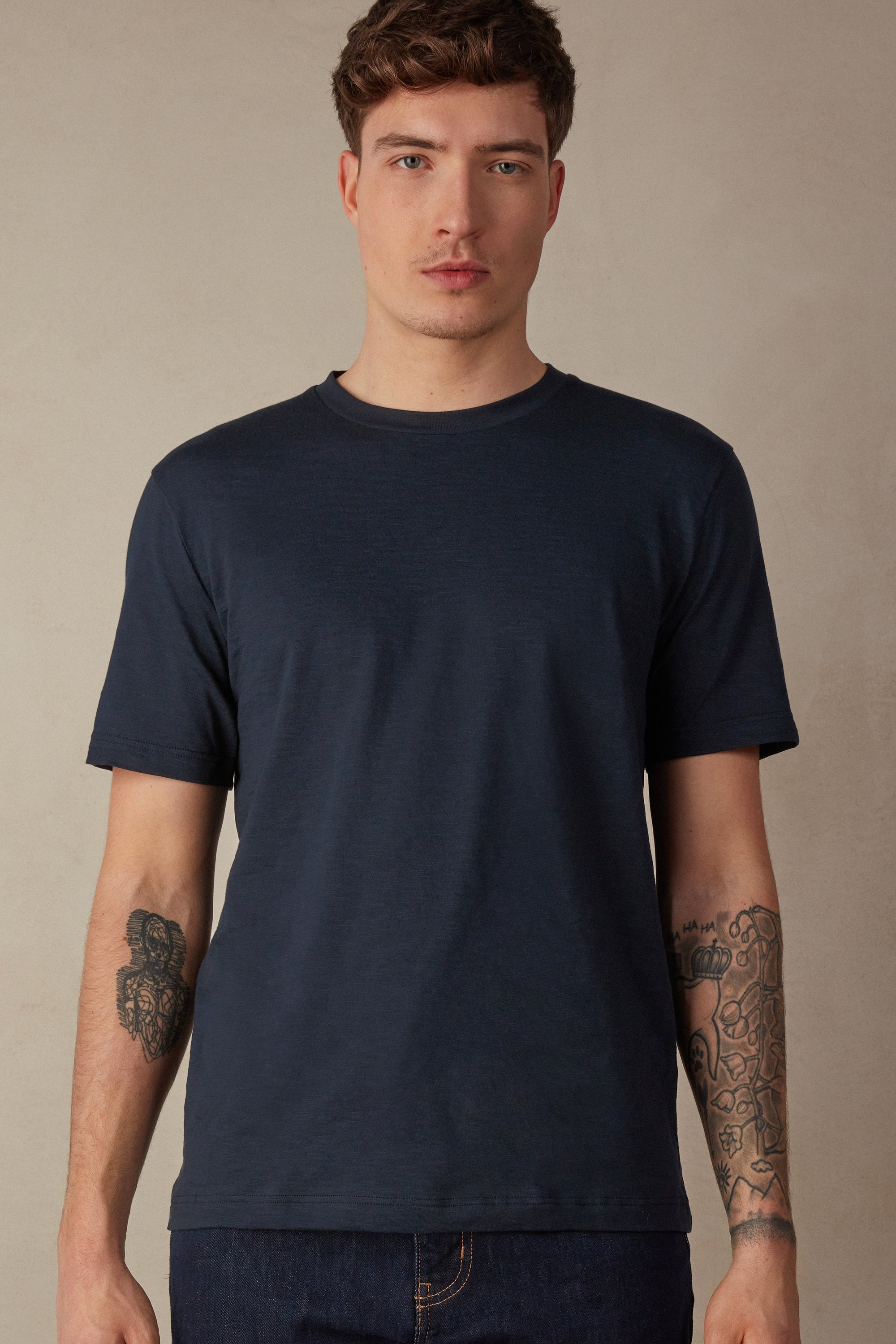 Camiseta de algodão mesclado
