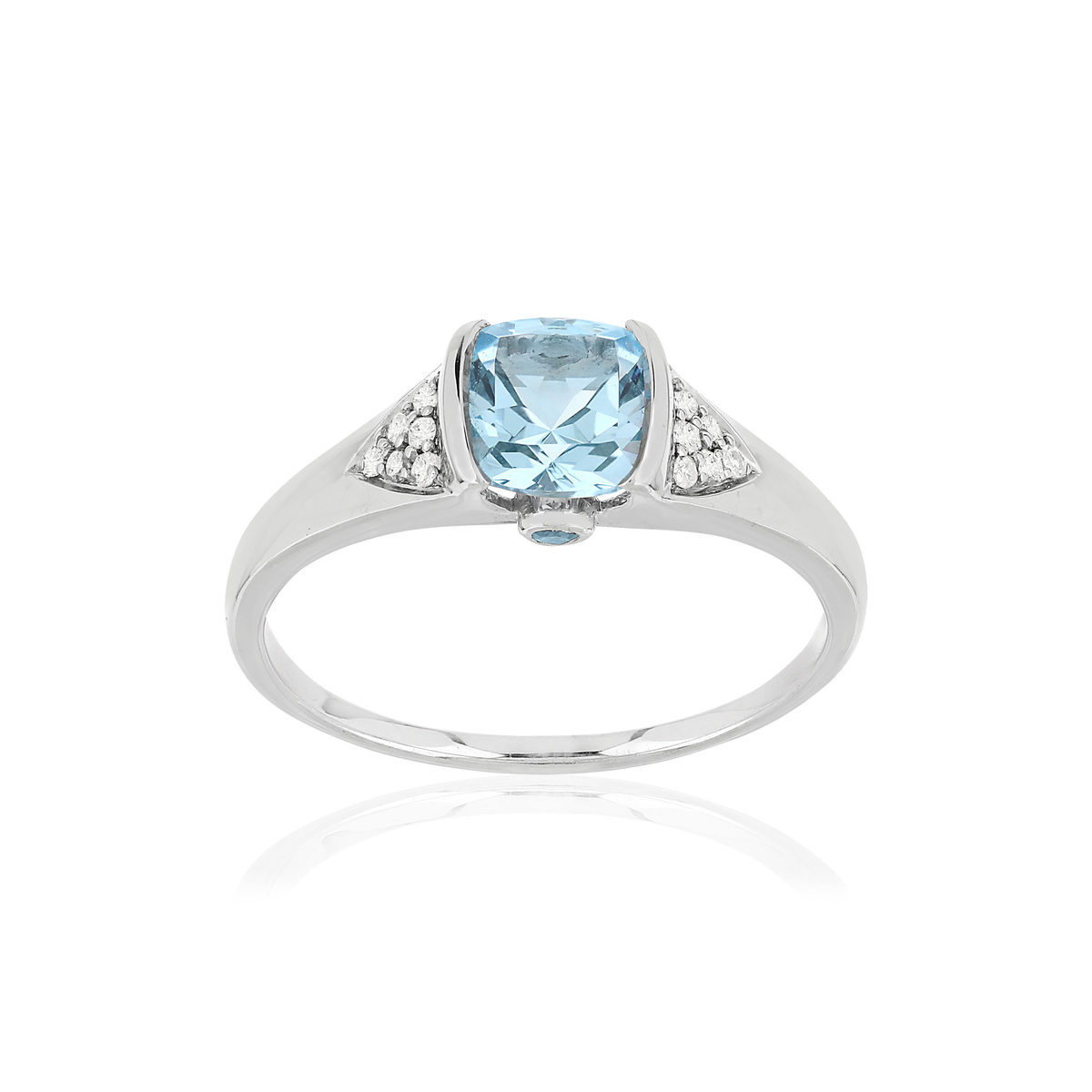 Bague or blanc 375, Topazes et diamants.