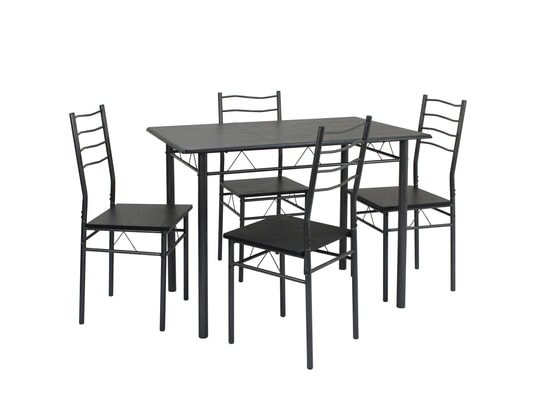 VS VENTA-STOCK - Ensemble table et chaises Ensemble de table et 4 chaises lima pour salle à manger noir...