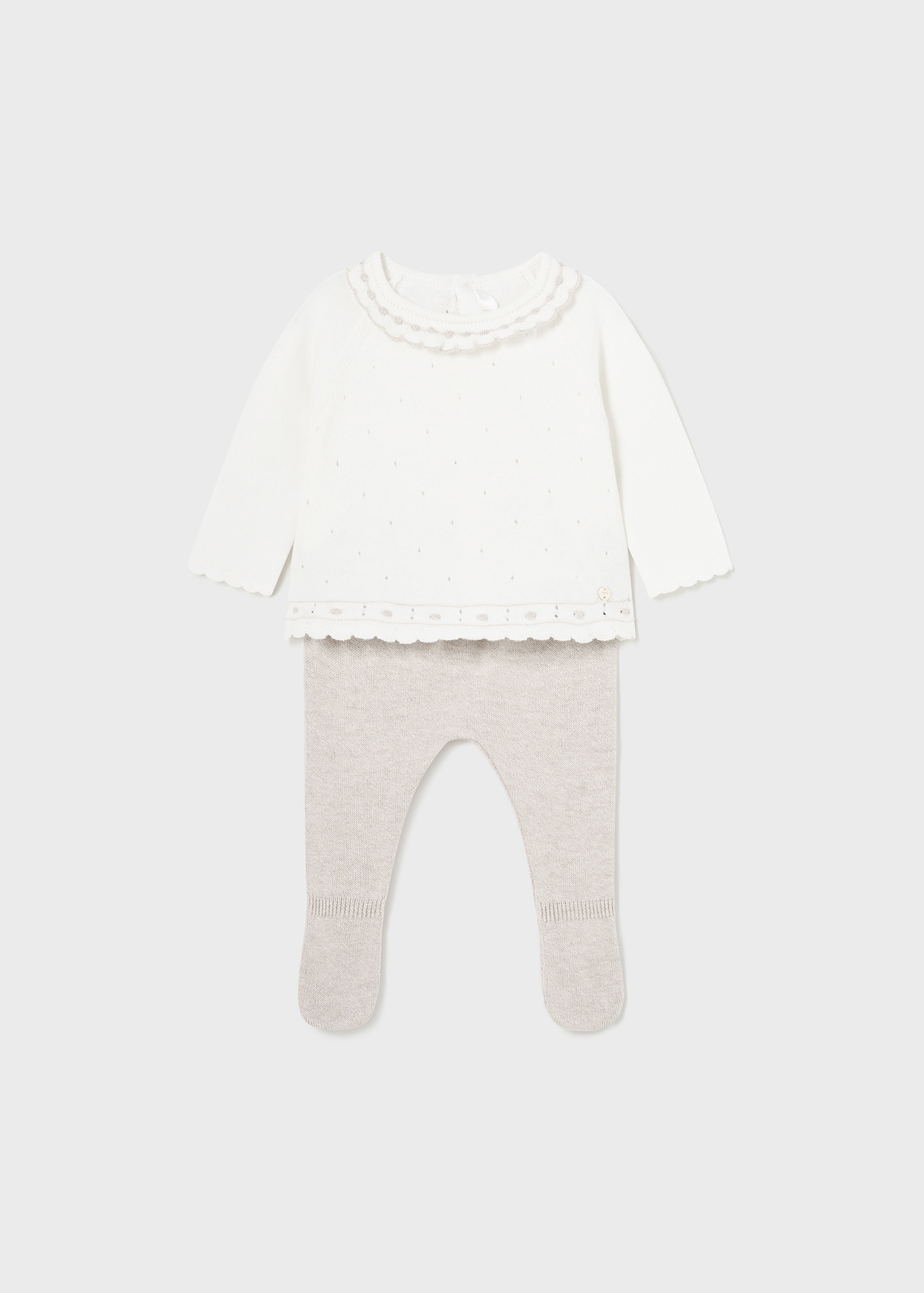 Conjunto de malha de 2 peças Better Cotton para recém-nascidos na cor nude.
