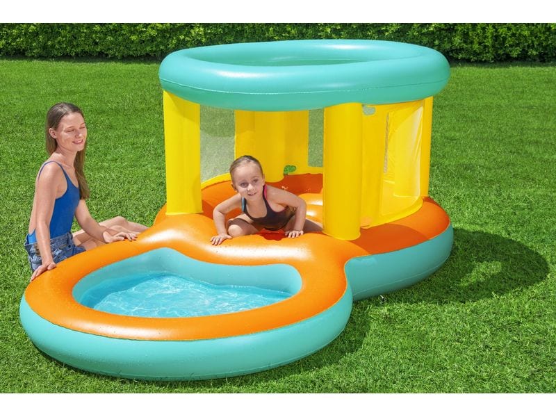 Bestway Planschbecken Jumptopia Bouncer & Play 239 x 142 x Aufblasbare Hüpfburg und Planschbecken