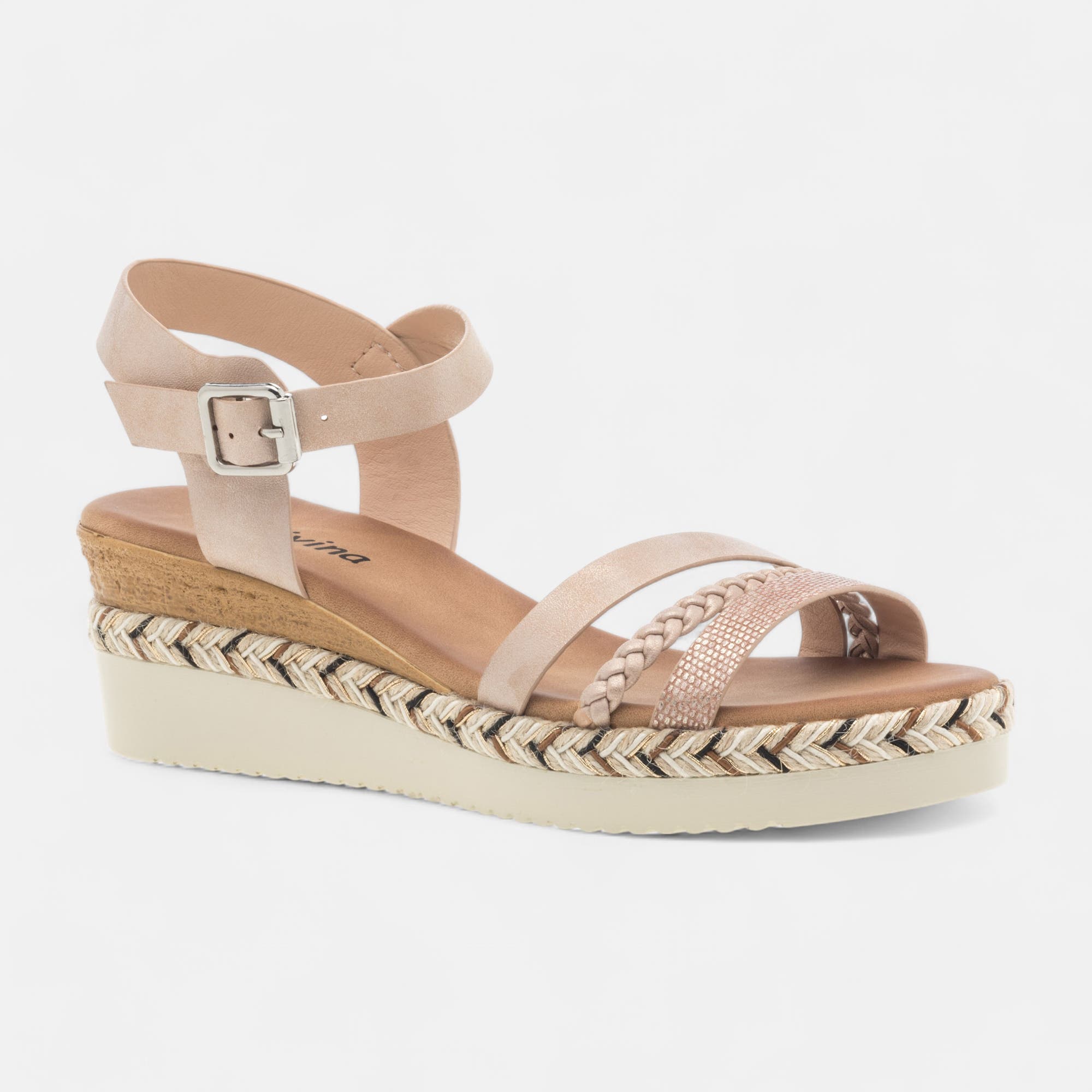 Sandales à talon compensé Femme rose