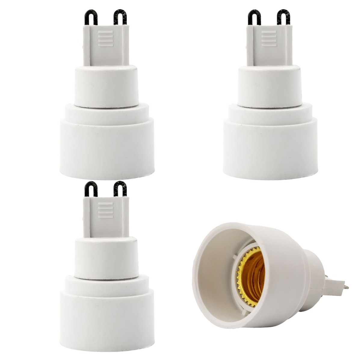 Lampeadapter for omformatering av 4x sett (E40 til E27)