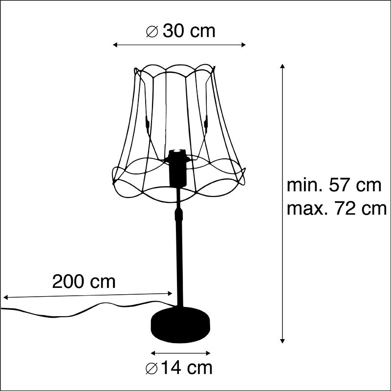 Tafellamp zwart met Granny Frame 30 cm verstelbaar - Parte