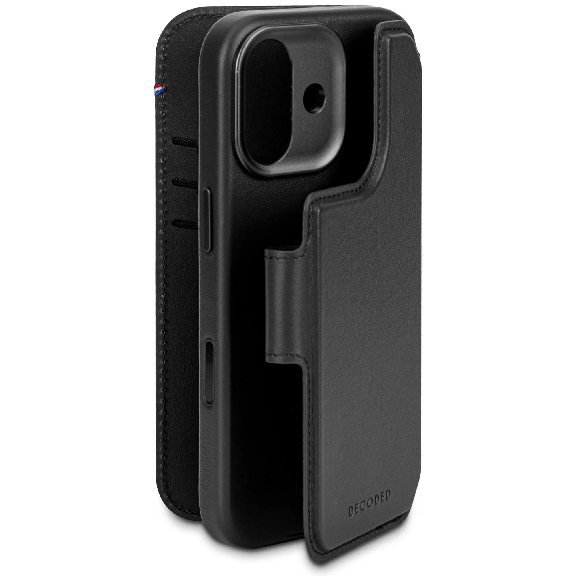 2in1 iPhone 17 MagSafe Echtleder Magnet Wallet Case Tasche Flip Cover (D26IPO17DW5BK) - Schwarz