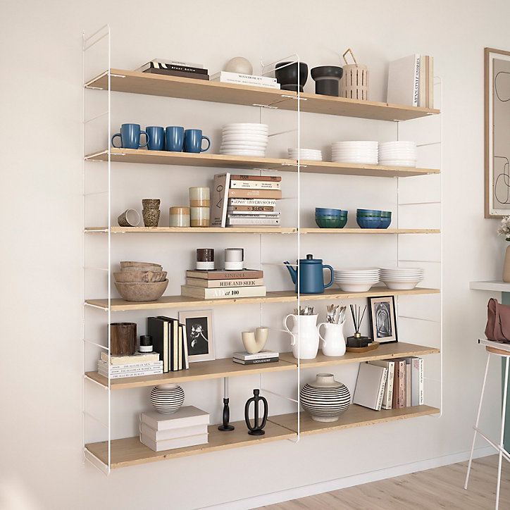 Étagère murale modulable 12 tablettes et 3 échelles pin massif GoodHome Rigga H. 171,2 x L. 160 x P. 29 cm