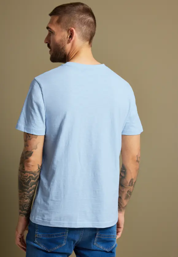 Slub T-Shirt mit Frontprint - ice blue
