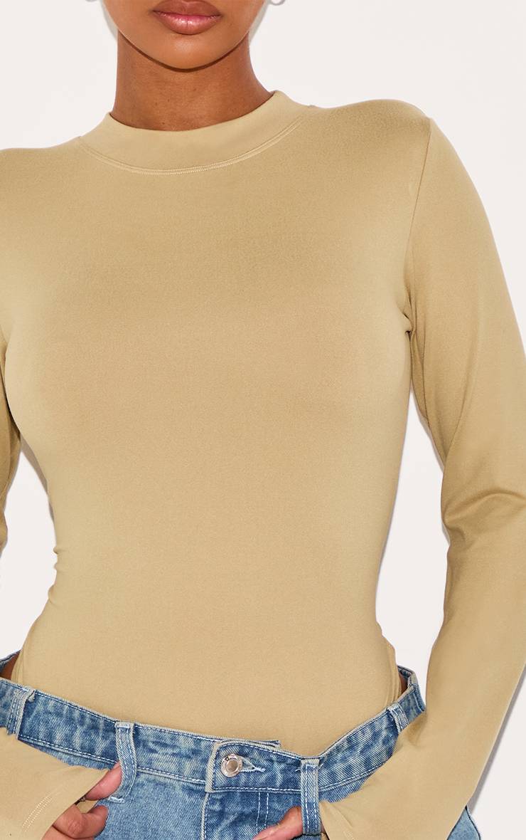 Gris Pierre Body Sculptant À Manches Longues