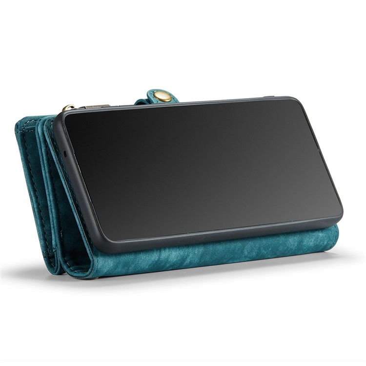 Samsung Galaxy S21 FE 5G 2in1 Leder Tasche   Magnet Hardcase Karten Etui - Blau / Grün