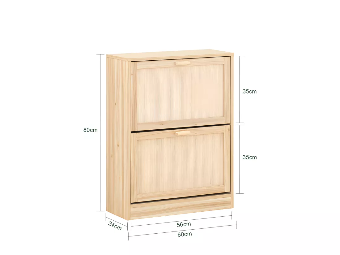 SoBuy Armoire à Chaussures 2 Abattants, Commode à Chaussures, Étagère à Chaussures, Meuble de Rangement à Chaussures avec 2 portes, Meuble d'entrée 60 x 24 x 80 cm, FSR160-N