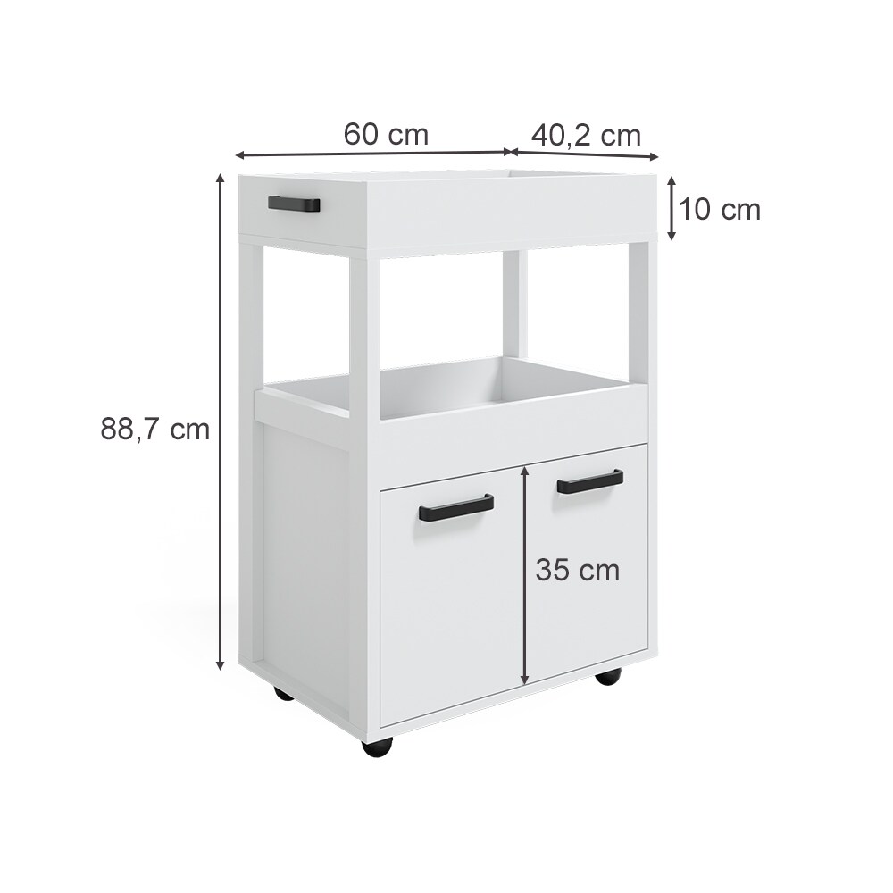 Vicco Hausbar Minibar Getränkebar Simon Weiß Tür Fächer Ablage Regal rollbar